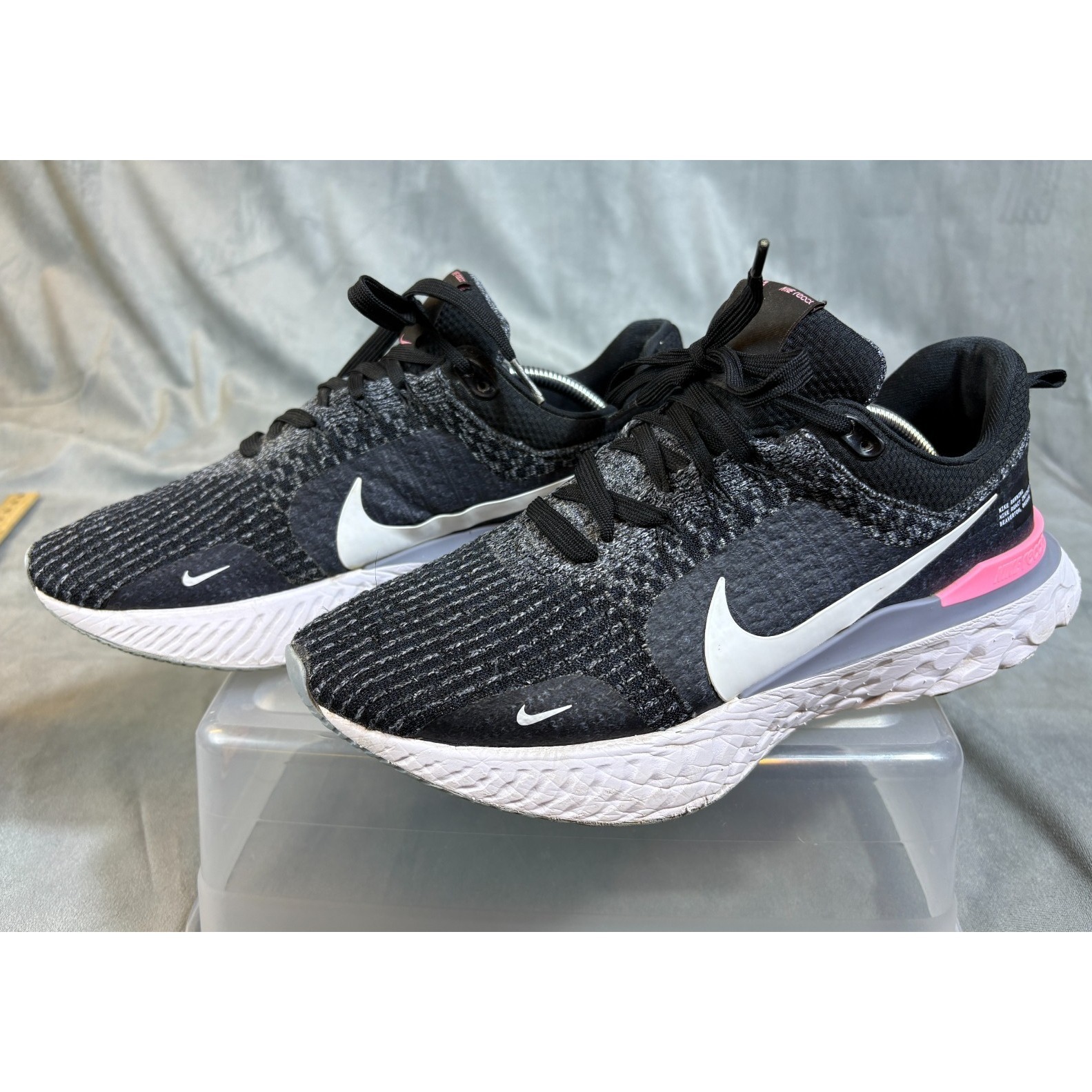 Nike React Infinity Run Flyknit 3 Mens Sneakers Dz3014-001 Black Grey Pink 11